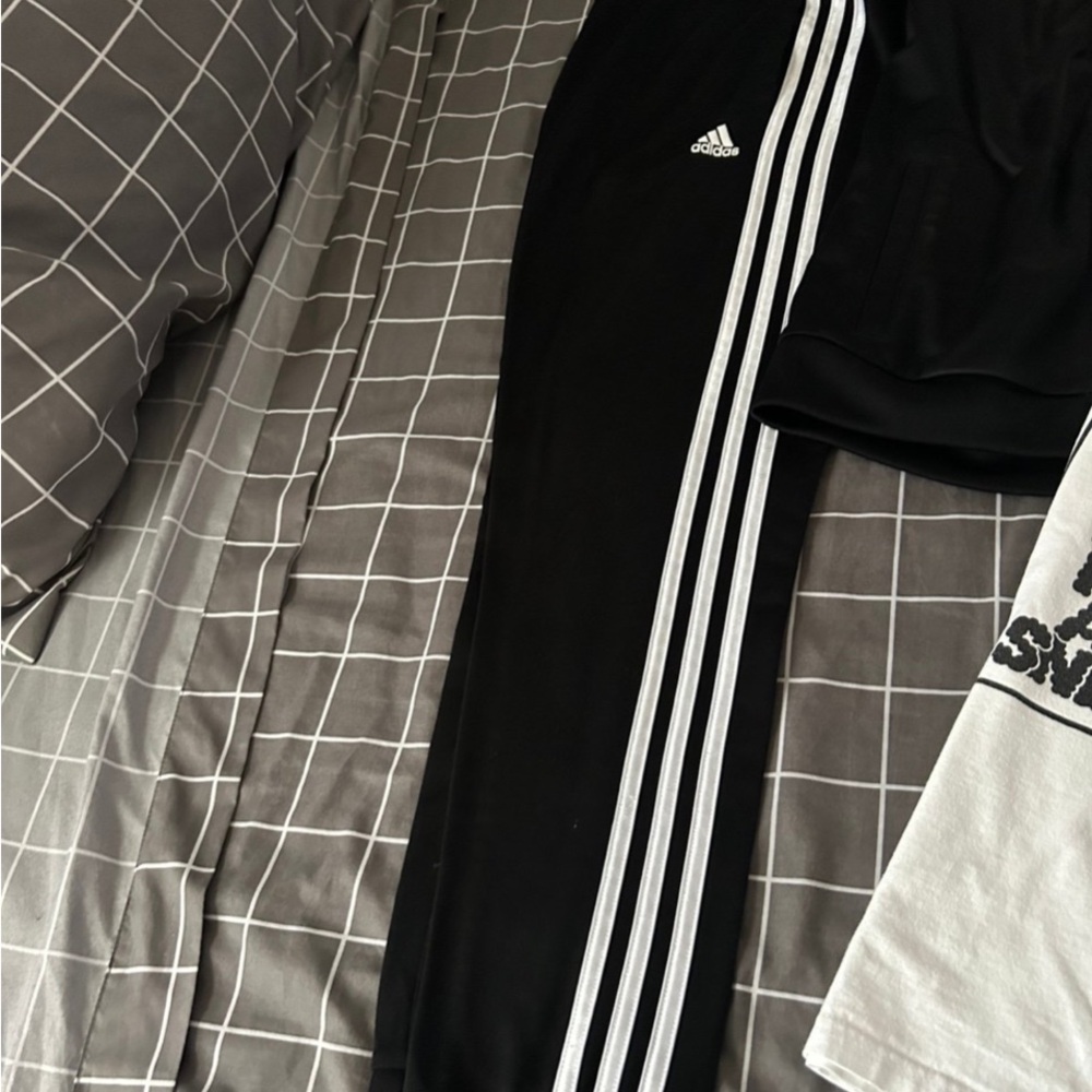 adidas Black Joggers with White Three-Stripe Detail